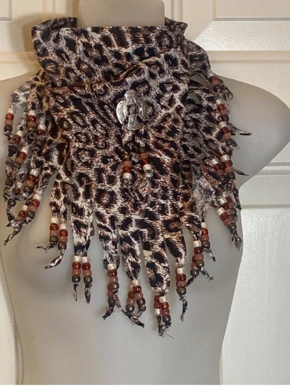 Printed Fringe Neck Scarf - Mixed Animal & Floral Prints